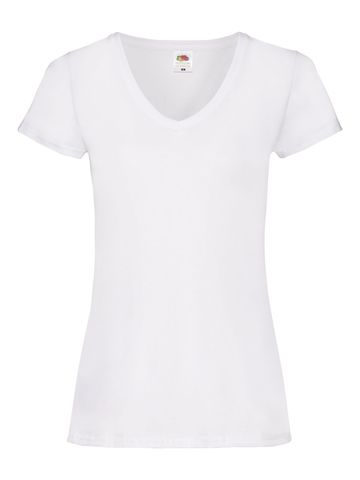 Camiseta feminina de gola V de peso baixo - 30 - Branco