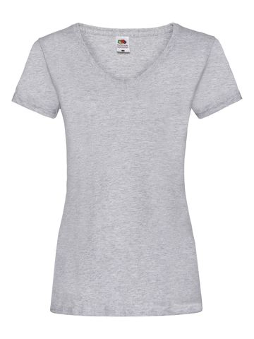 Camiseta feminina de gola V de peso baixo - 94 - Heather Grey