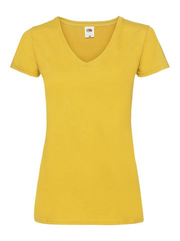 Camiseta feminina de gola V de peso baixo - 34 - Girassol
