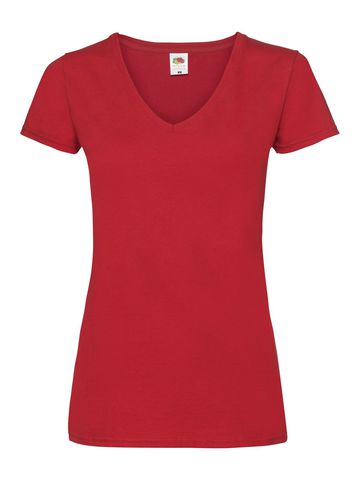 Camiseta feminina de gola V de peso baixo - 40 - Vermelho