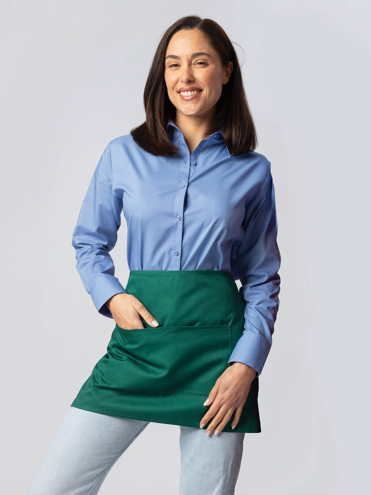 Avental básico de meio corpo com bolso