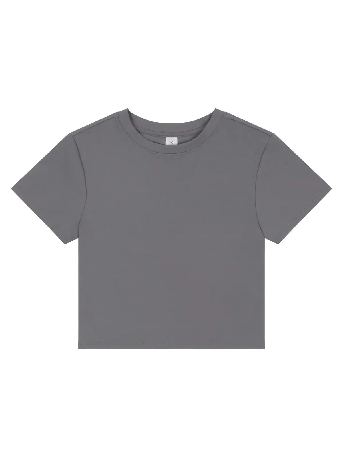 T-shirt cropped reciclada feminina - PLG - Cinzento Platina