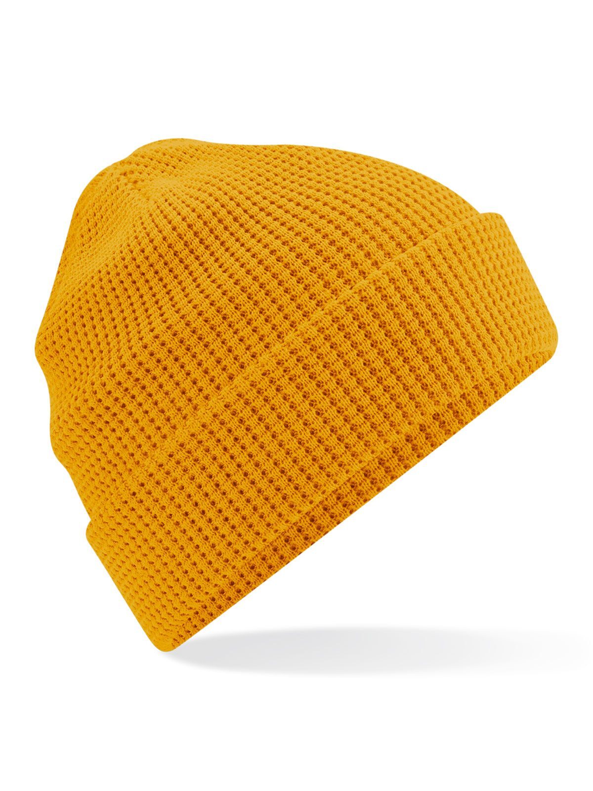 Gorro de algodão orgânico com textura waffle - MUS - Mostarda