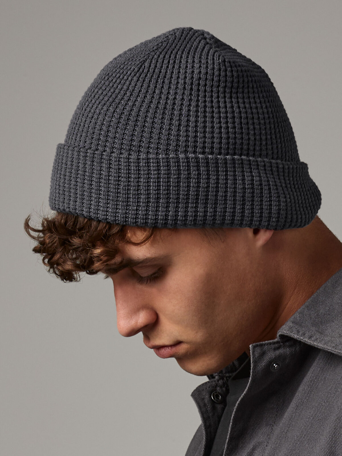Gorro de algodão orgânico com textura waffle