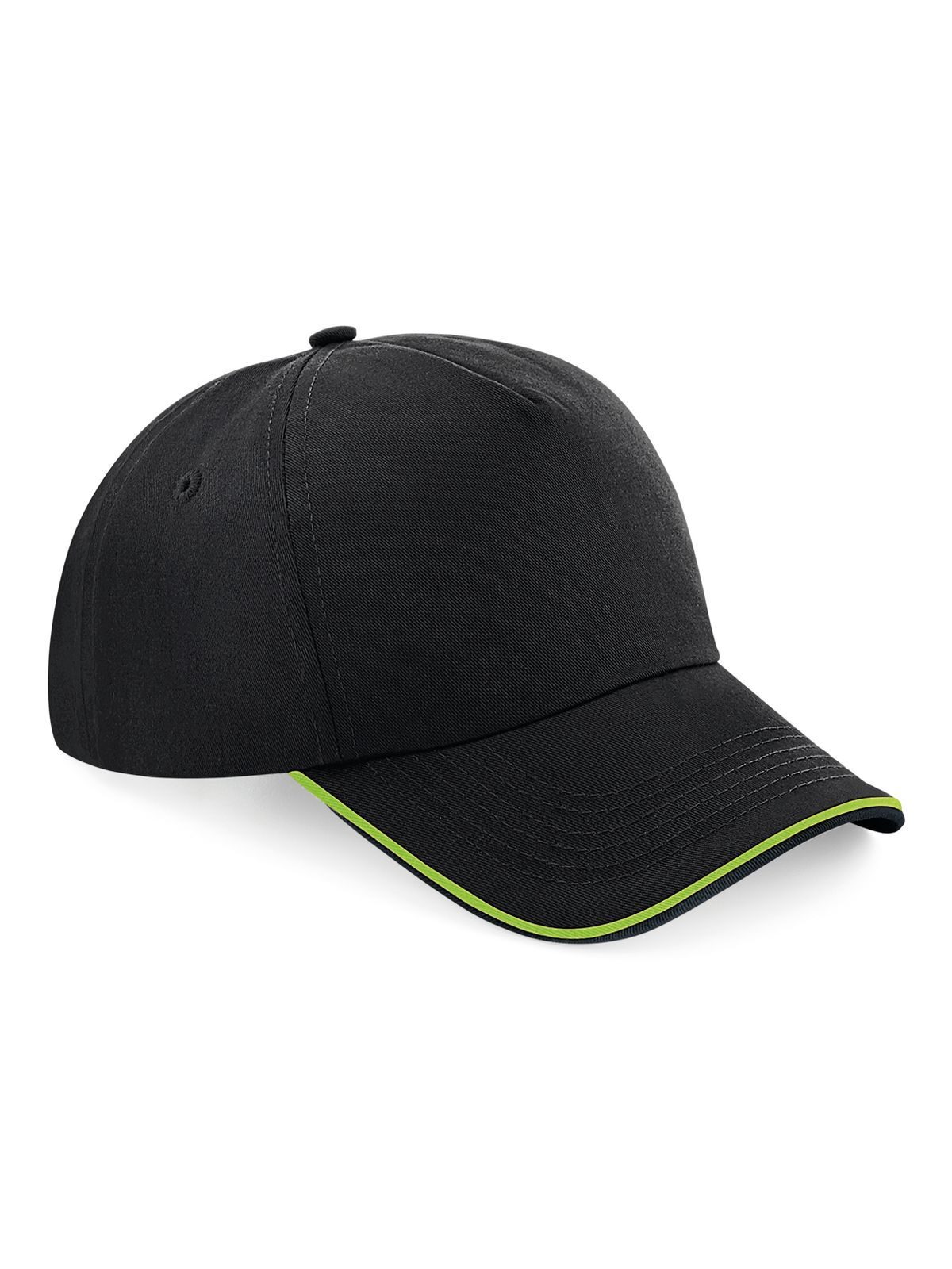 Boné autêntico de 5 painéis com aba debrum - BLKL - Preto/Verde Limão