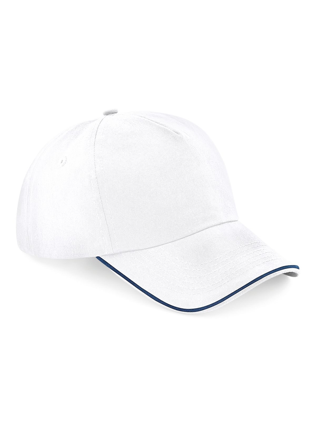 Boné autêntico de 5 painéis com aba debrum - WHIF - Branco/azul marinho francês