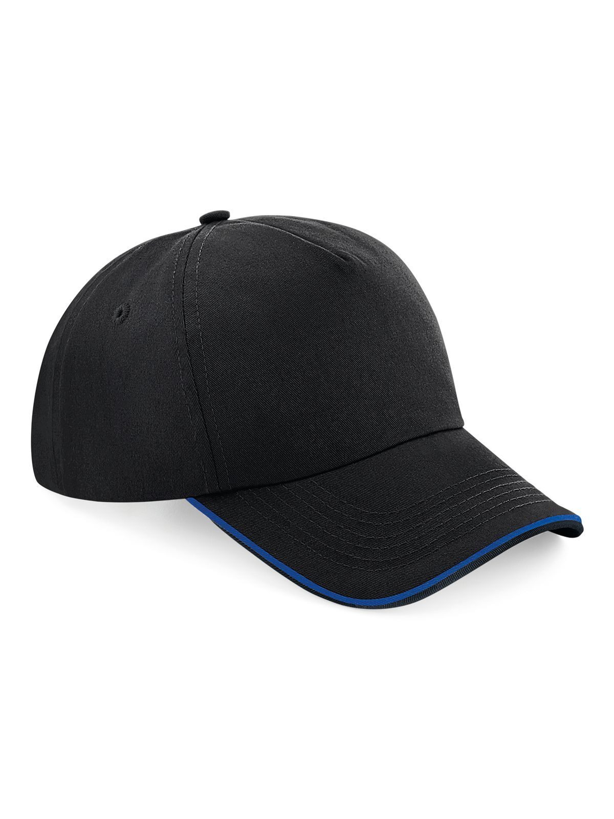 Boné autêntico de 5 painéis com aba debrum - BLKRO - Preto/real brilhante