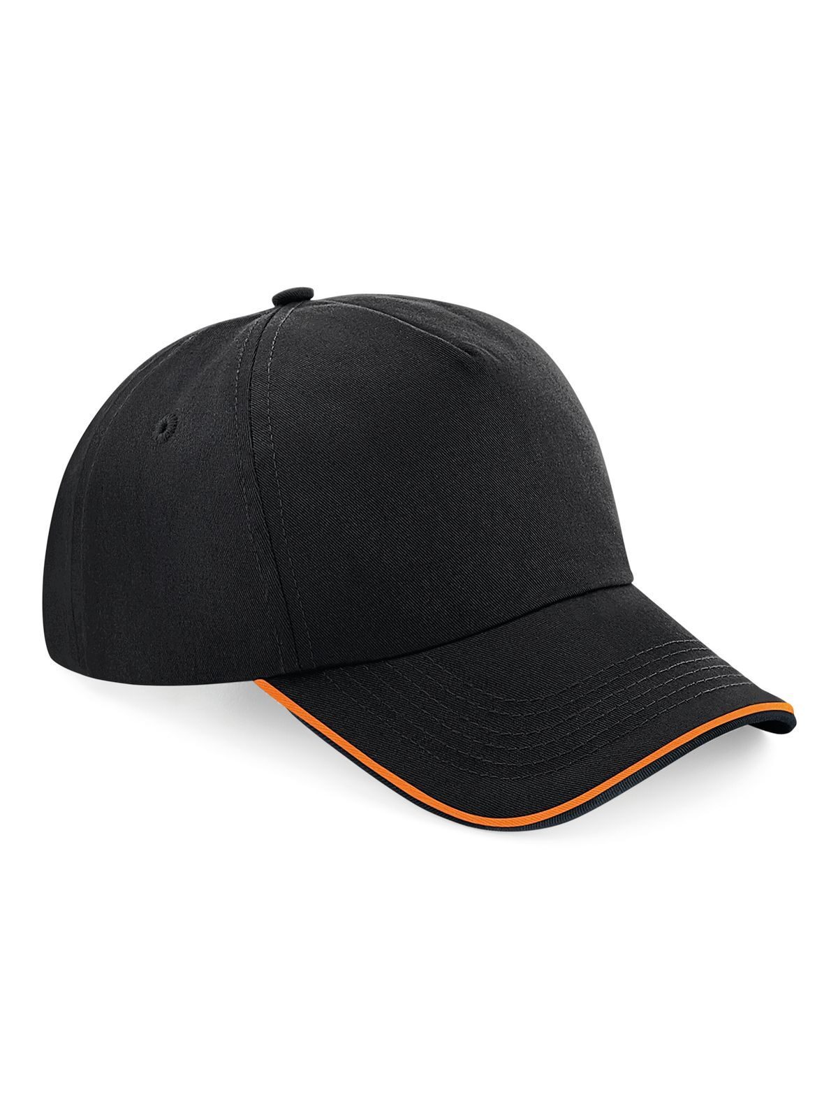 Boné autêntico de 5 painéis com aba debrum - BLKO - Preto/laranja