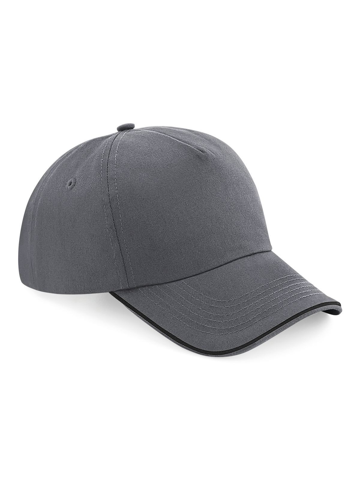 Boné autêntico de 5 painéis com aba debrum - GPHB - Cinza grafite/preto