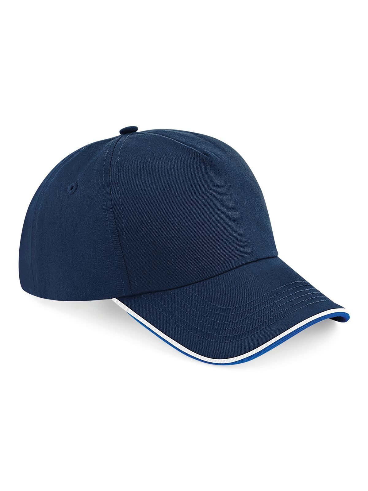 Boné autêntico de 5 painéis com aba debrum - FNABW - Azul marinho francês/azul royal brilhante/branco