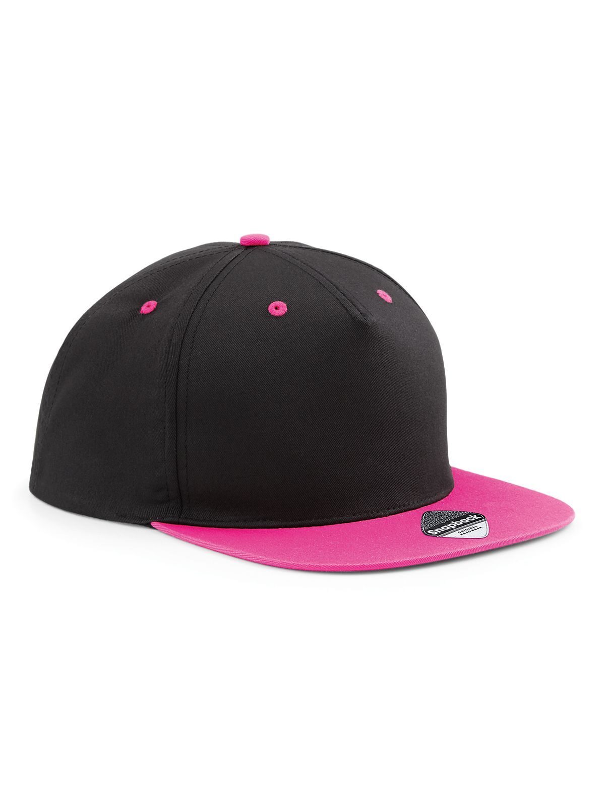 Boné Snapback de 5 painéis com contraste - BLKF - Preto/fúcsia