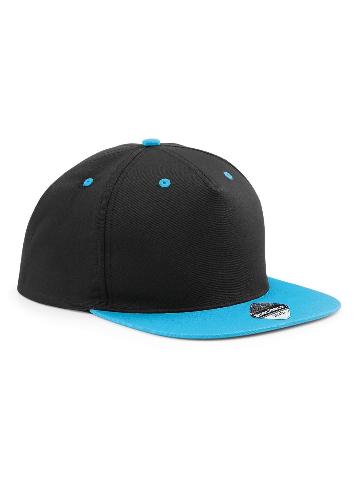 Boné Snapback de 5 painéis com contraste - BLKSB - Preto/azul surf