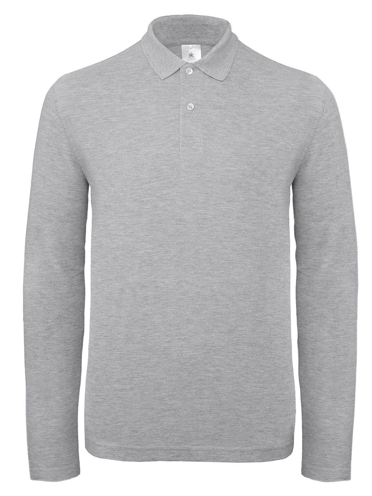Camisa polo masculina de manga comprida ID.001 - HG610 - Cinza Mesclado