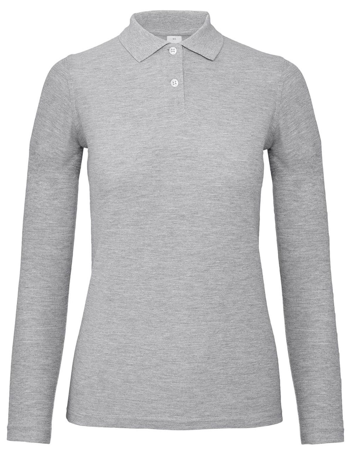 Polo feminina de manga comprida ID.001 - HG610 - Cinza Mesclado