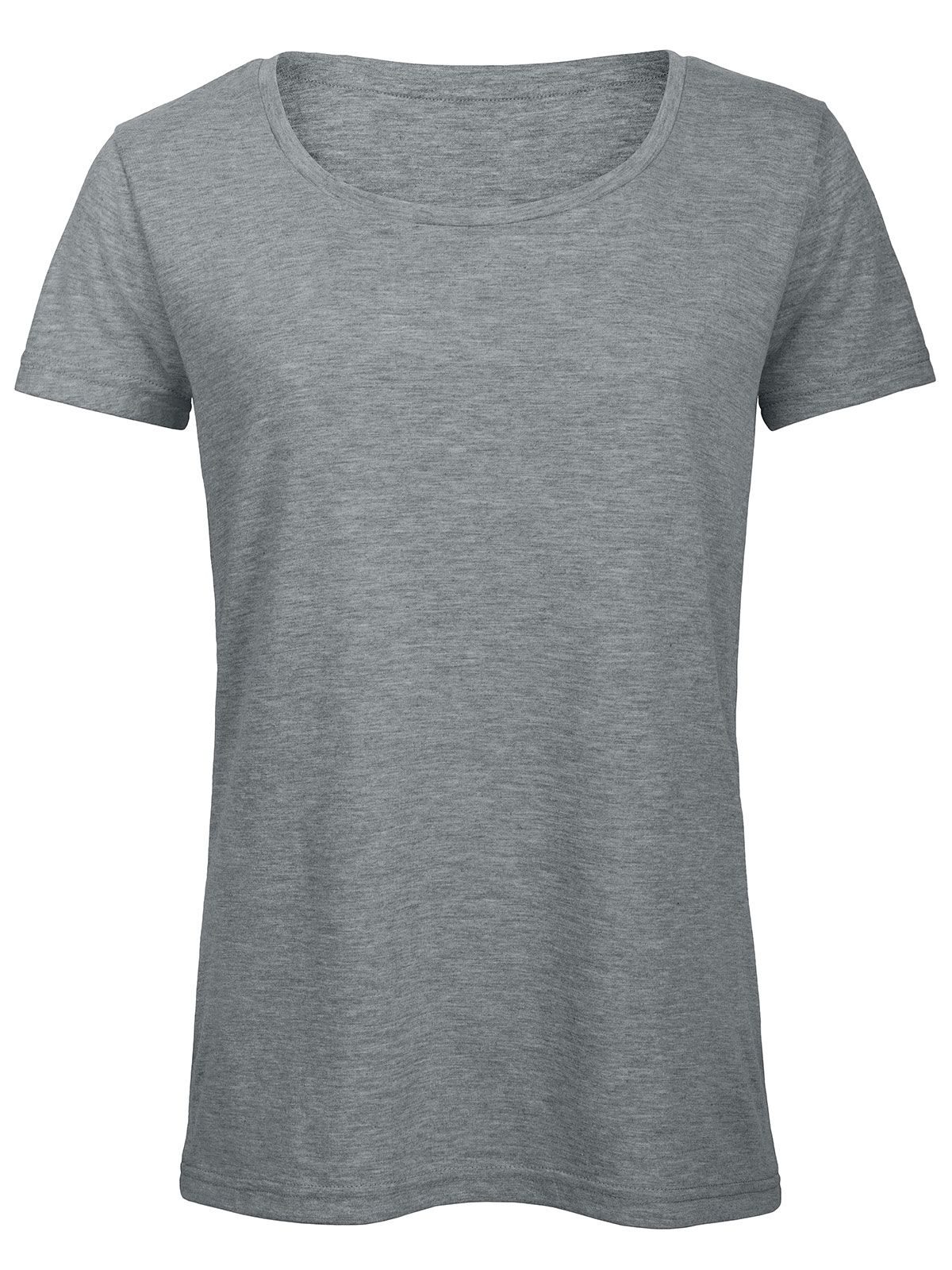 Camiseta feminina de tecido misto - HL613 - Cinza Claro Heather