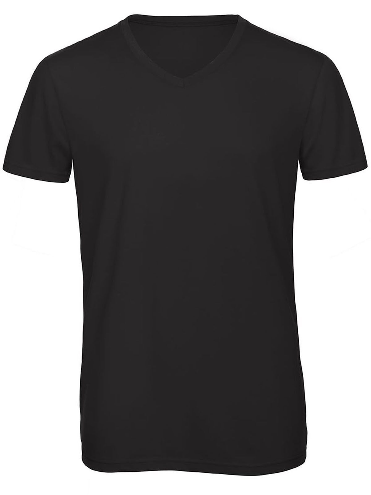 Camiseta masculina de tecido misto com decote em V - BL002 - Preto