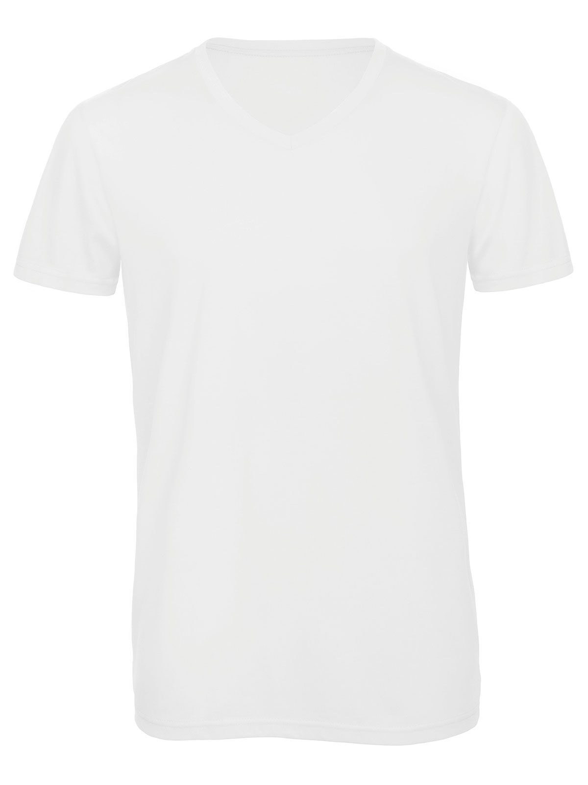 Camiseta masculina de tecido misto com decote em V - WH001 - Branco
