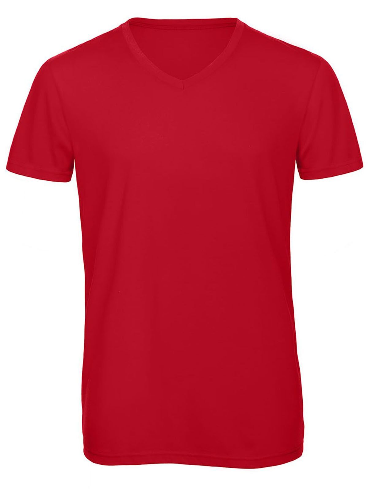Camiseta masculina de tecido misto com decote em V - RE004 - Vermelho