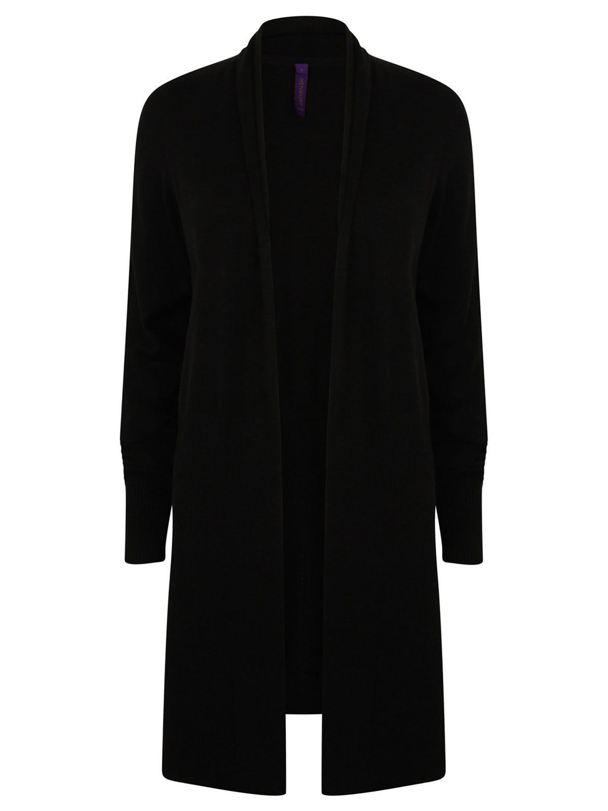Cardigã longo aberto feminino - BLK - Preto