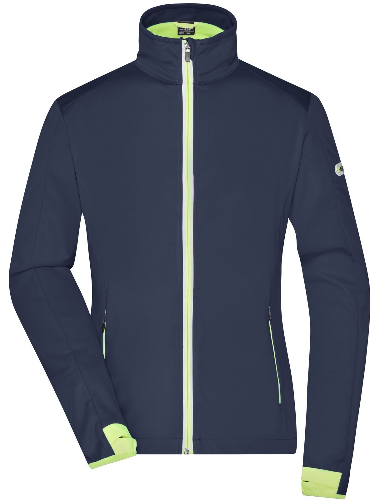 Jaqueta Softshell Esportiva Feminina - NYBYE - Azul Marinho - Amarelo Brilhante