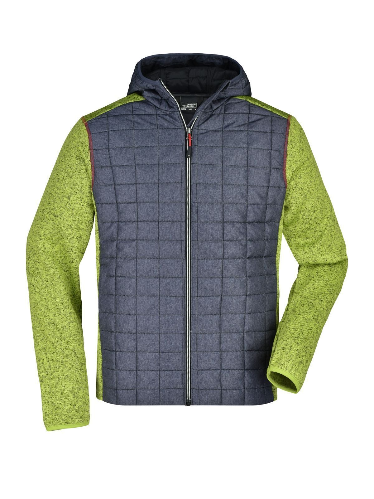 Jaqueta híbrida de malha masculina - KMANM - Kiwi-Melange/Antracite-Melange