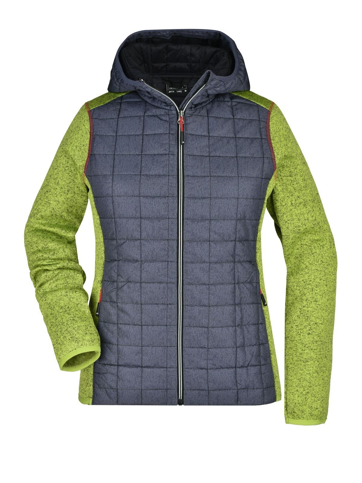 Jaqueta híbrida de malha feminina - KMANM - Kiwi-Melange/Antracite-Melange