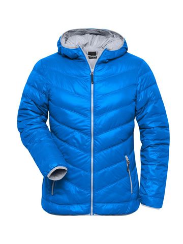 Jaqueta feminina de plumas - AZUL - Prata