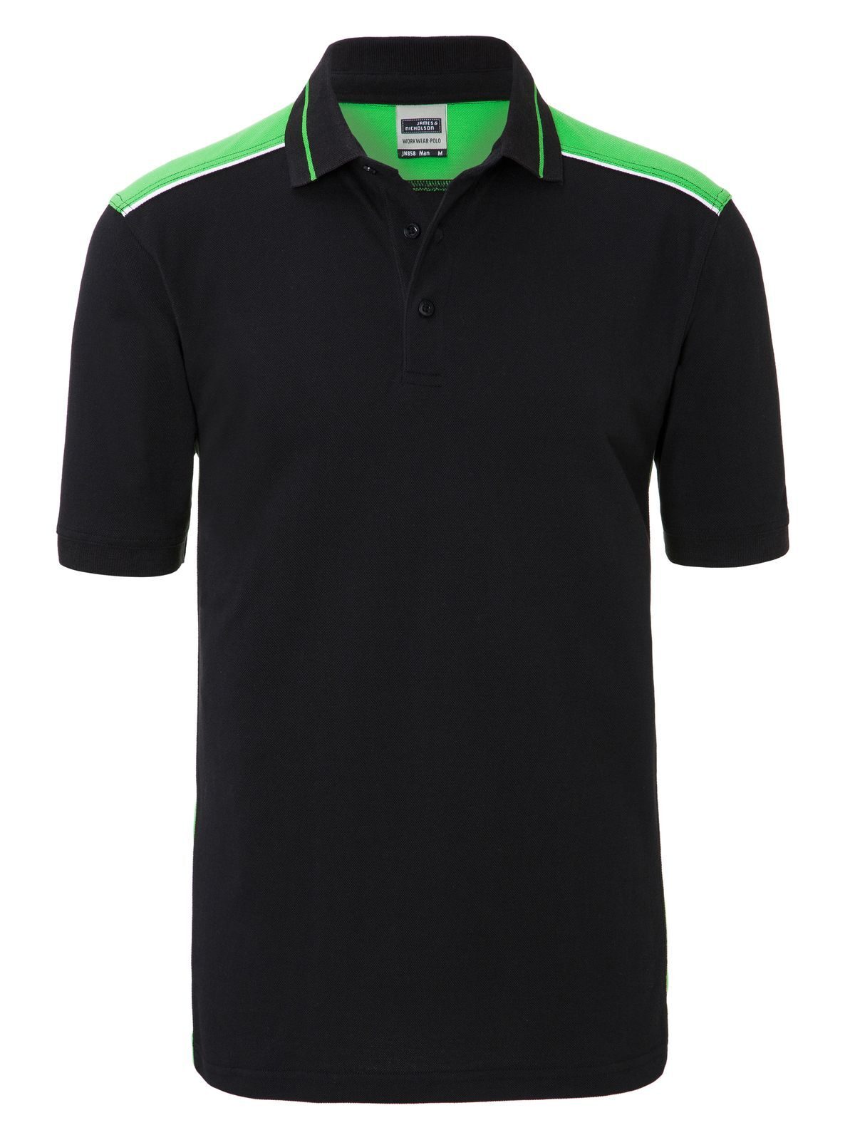 Camisa polo masculina para trabalho - COR - - BLLIM - PRETO-LIMÃO-VERDE