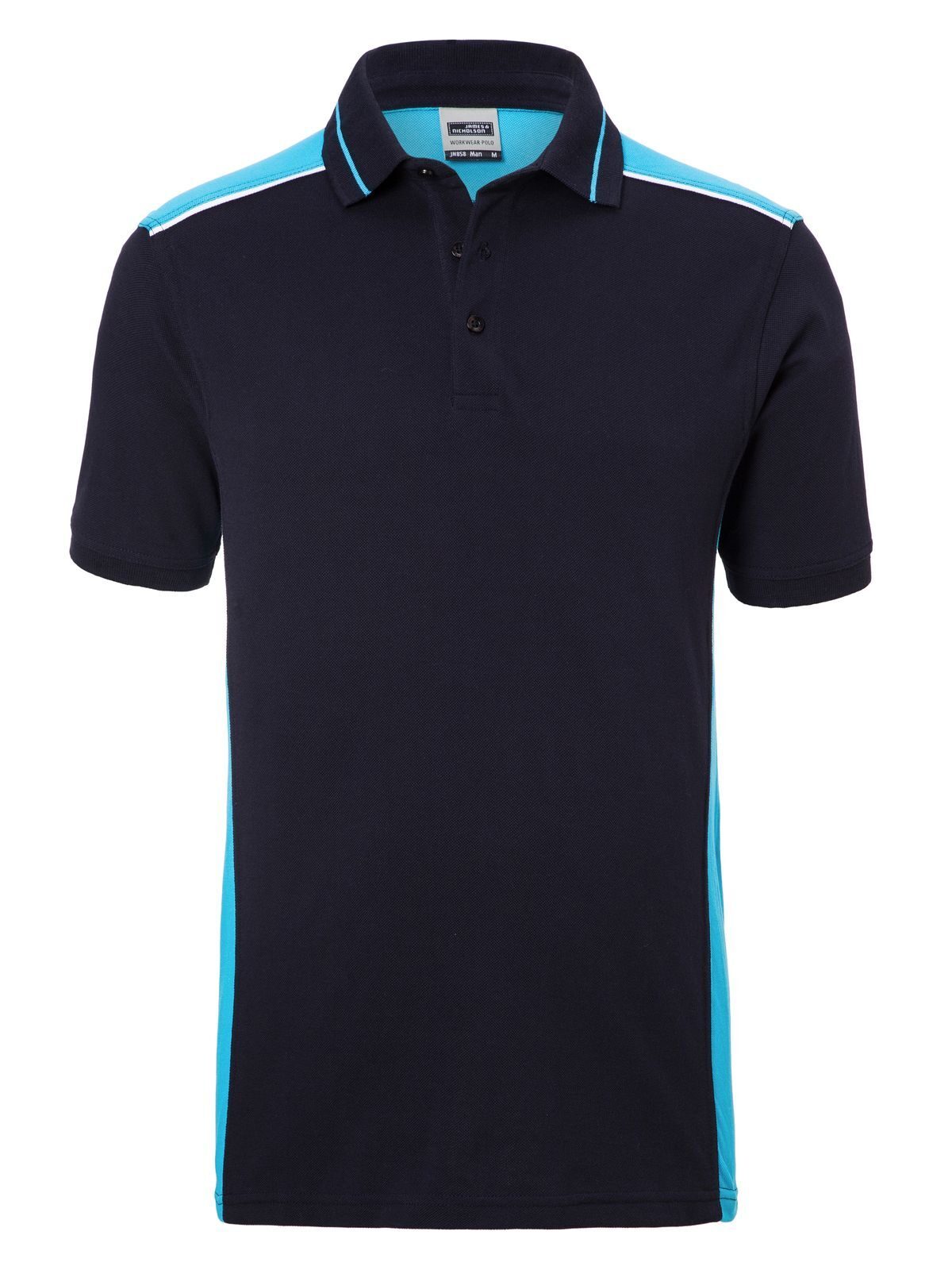 Camisa polo masculina para trabalho - COR - - NYTU - Azul Marinho-Turquesa