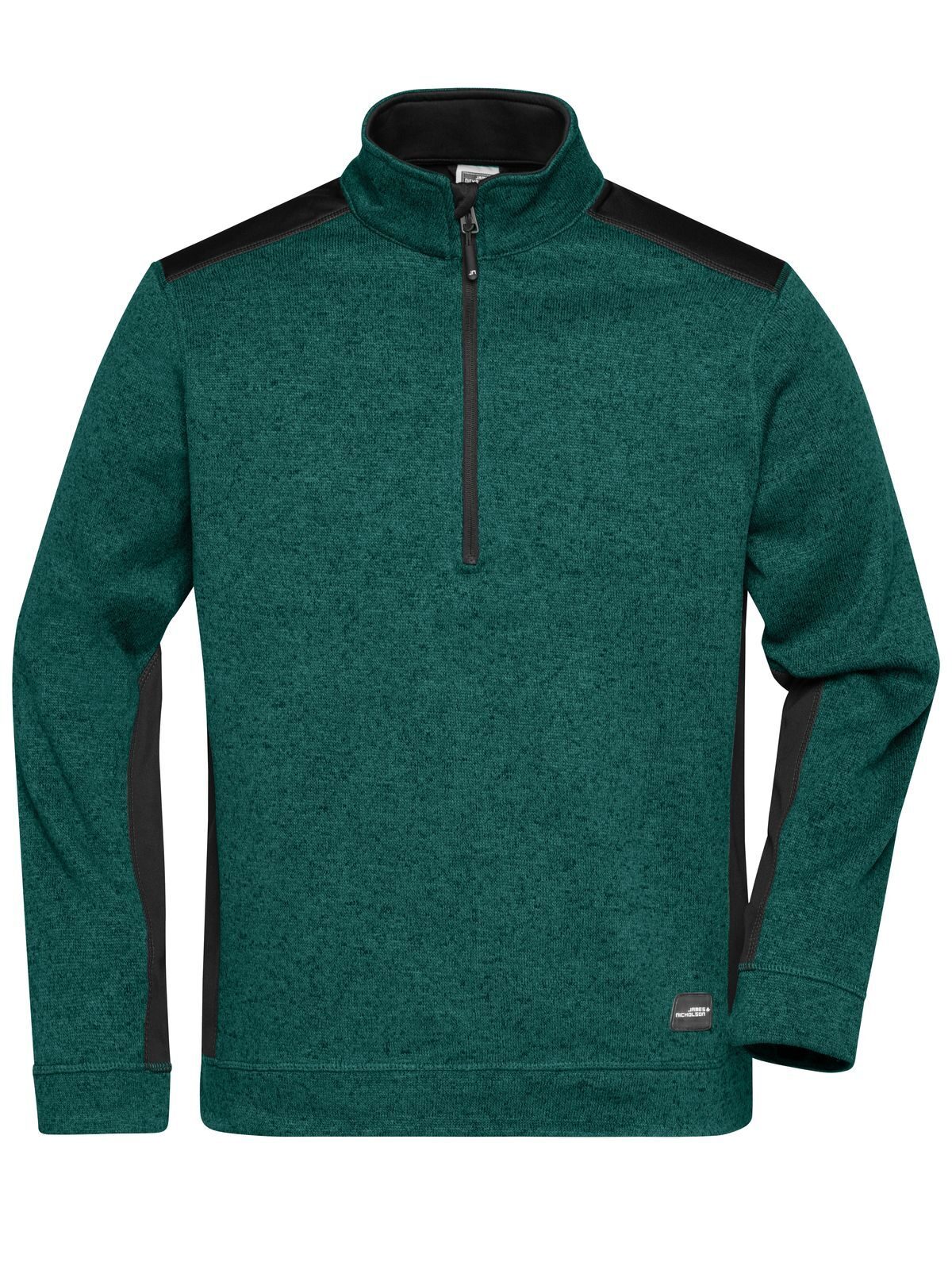 Casaco de trabalho masculino em malha fleece com meio zíper - RESISTENTE - - DGMBL - MESCLA VERDE ESCURO - PRETO