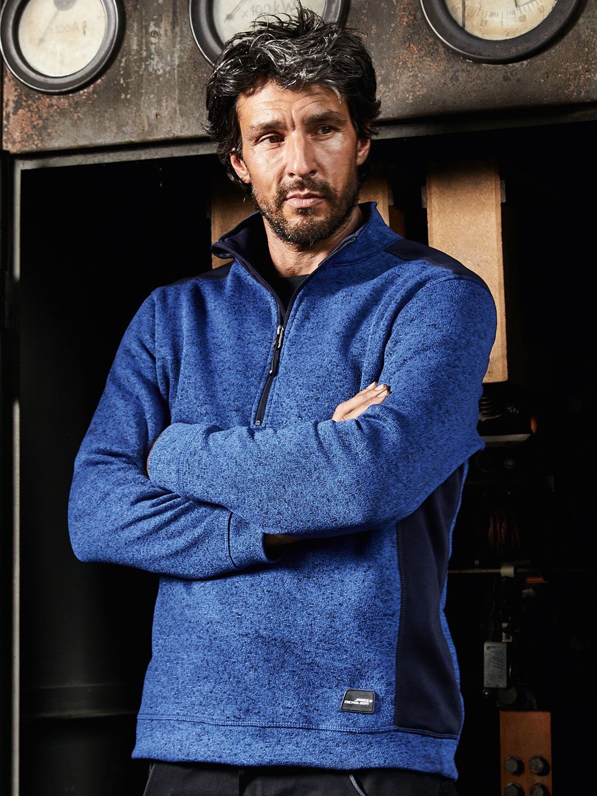 Casaco de trabalho masculino em malha fleece com meio zíper - RESISTENTE -