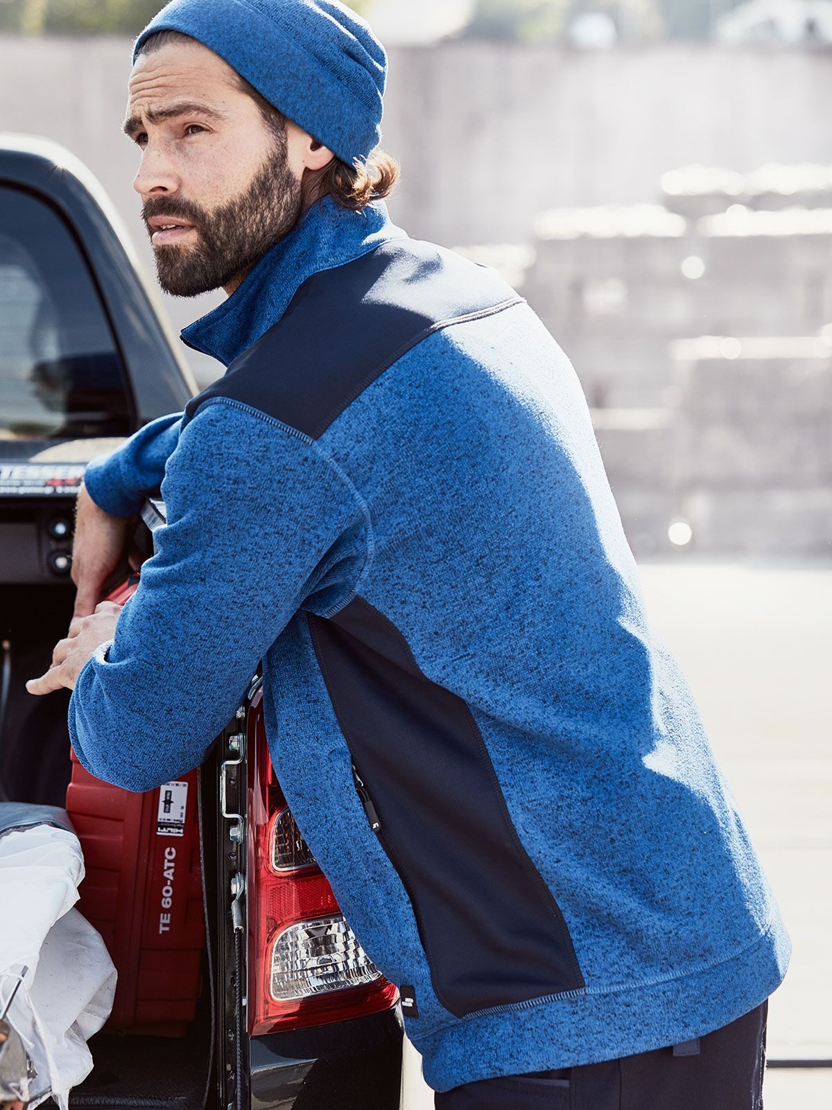 Jaqueta de trabalho masculina em fleece tricotado -RESISTENTE-
