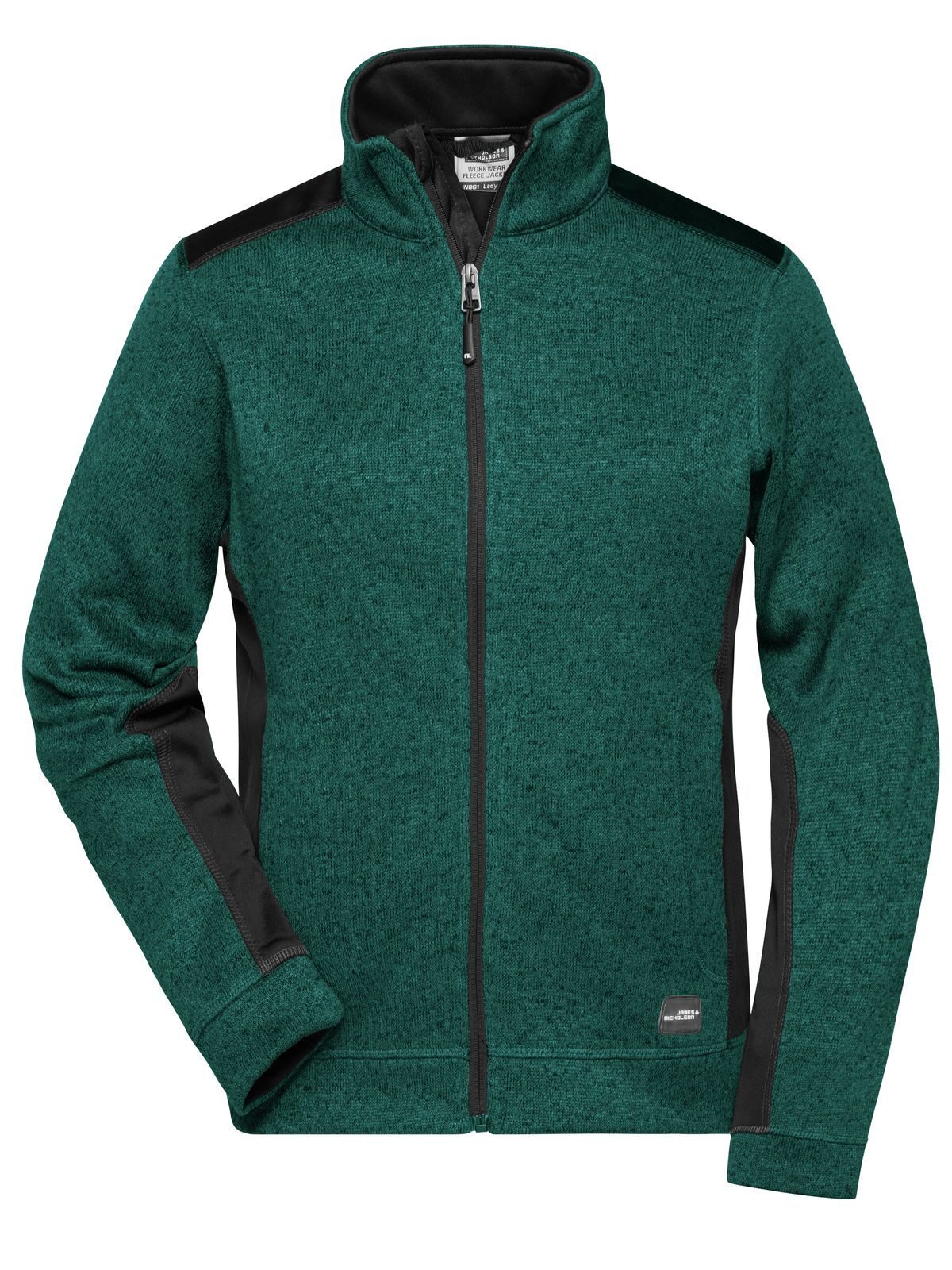 Jaqueta feminina de lã tricotada para trabalho -RESISTENTE- - DGMBL - MESCLA VERDE ESCURO - PRETO