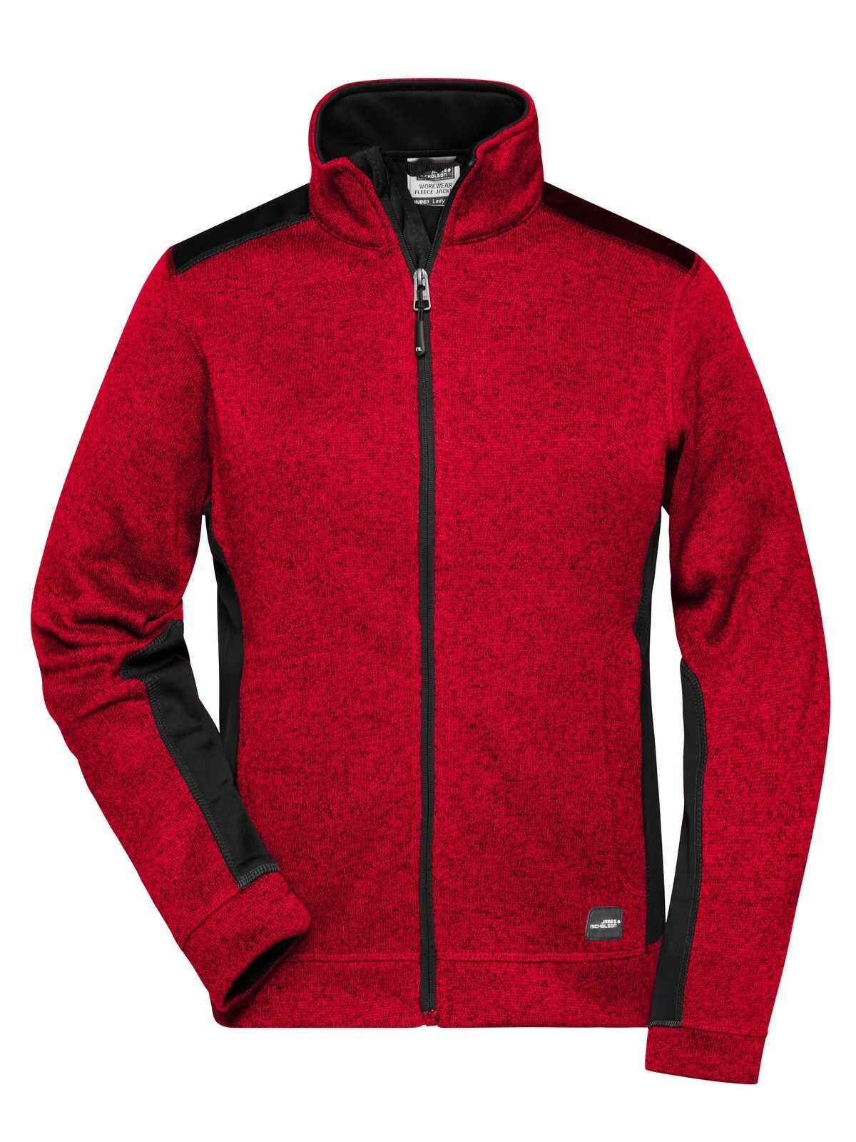 Jaqueta feminina de lã tricotada para trabalho -RESISTENTE- - RDMEBL - VERMELHO MELANGE - PRETO