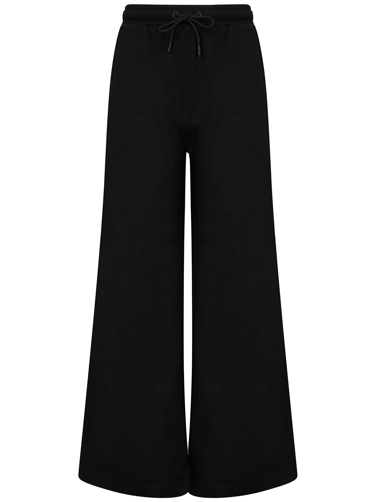 Calças de moletom femininas de pernas largas e estilo sustentável - BLK - Preto