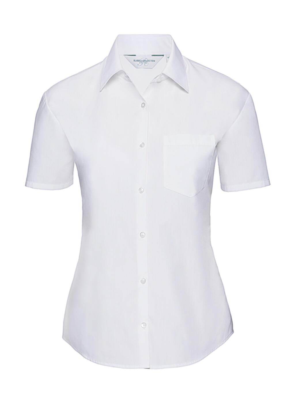 Camisa feminina clássica de manga curta em algodão e poliéster. - 000 - Branco