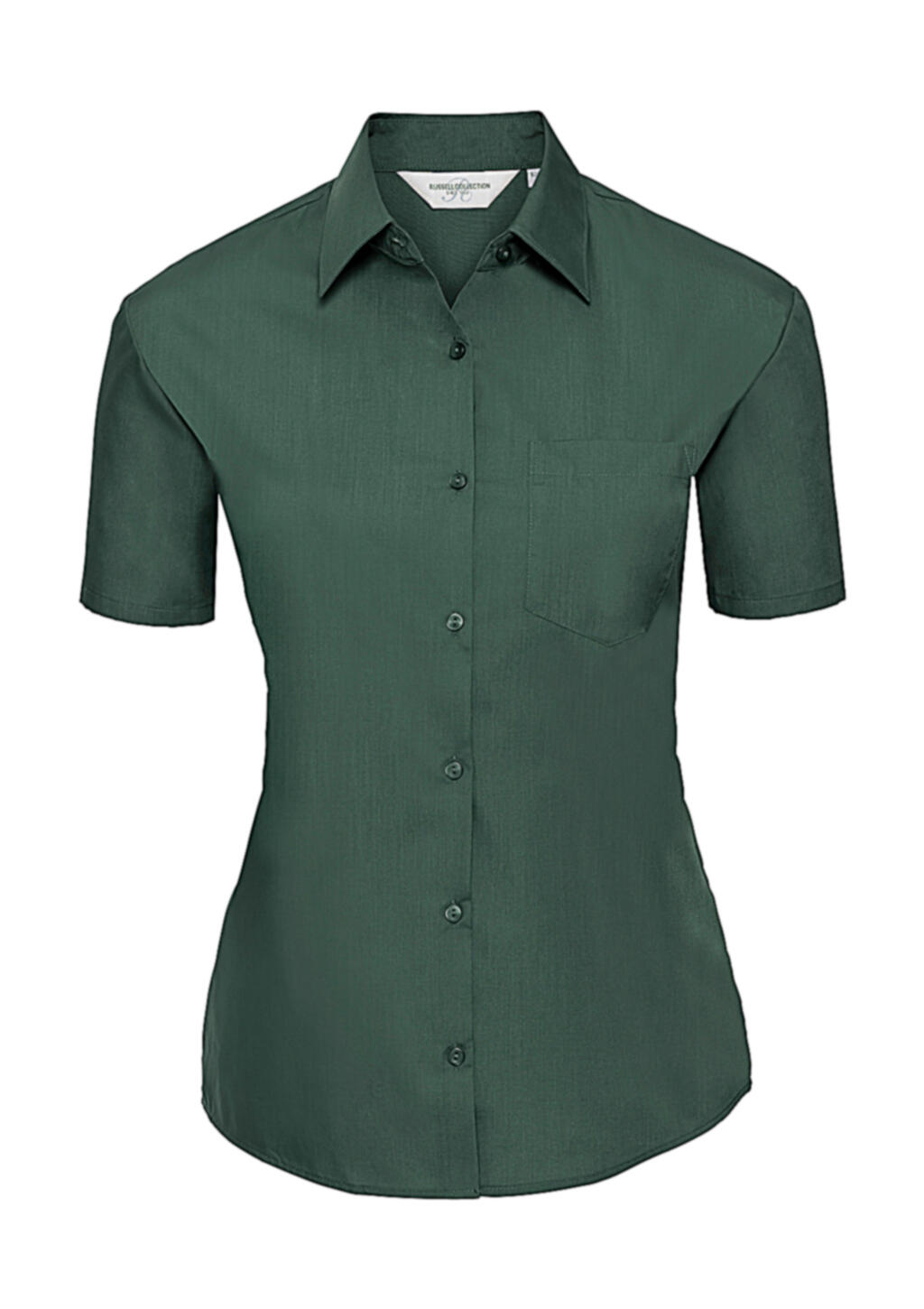 Camisa feminina clássica de manga curta em algodão e poliéster. - 540 - Verde Garrafa