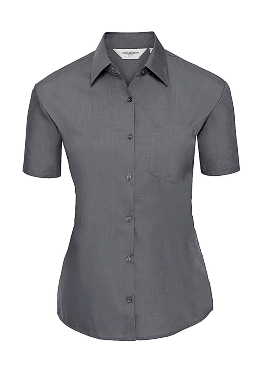 Camisa feminina clássica de manga curta em algodão e poliéster. - 127 - Convoy Grey