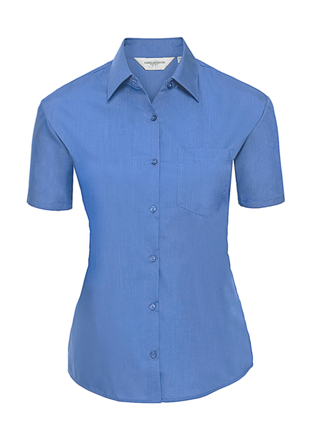 Camisa feminina clássica de manga curta em algodão e poliéster. - 233 - Azul Corporativo