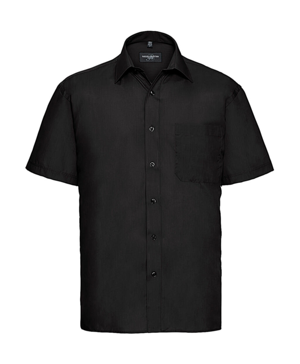Camisa masculina clássica de manga curta em algodão e poliéster. - 101 - Preto
