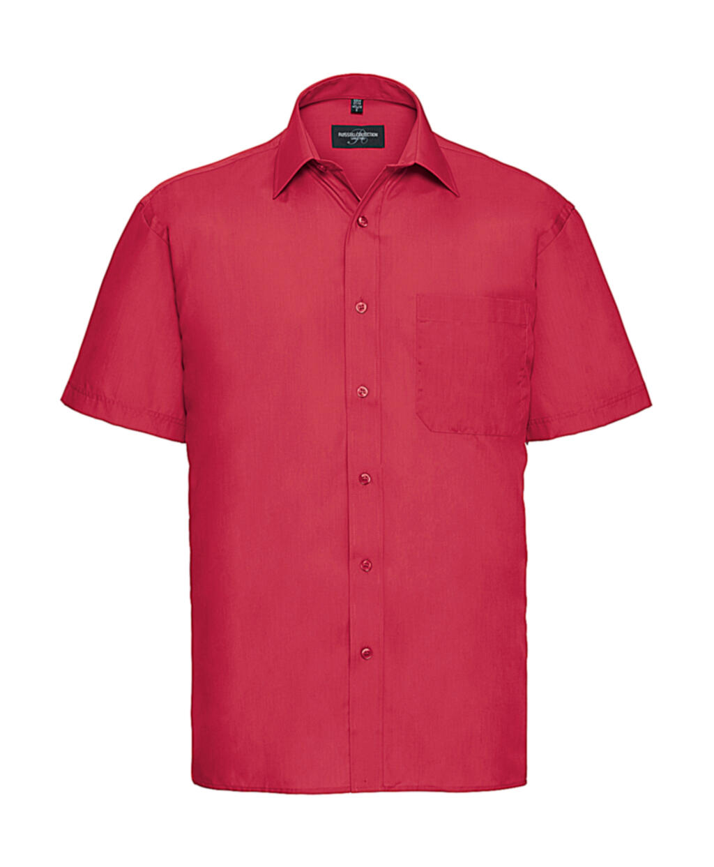 Camisa masculina clássica de manga curta em algodão e poliéster. - 401 - Vermelho clássico