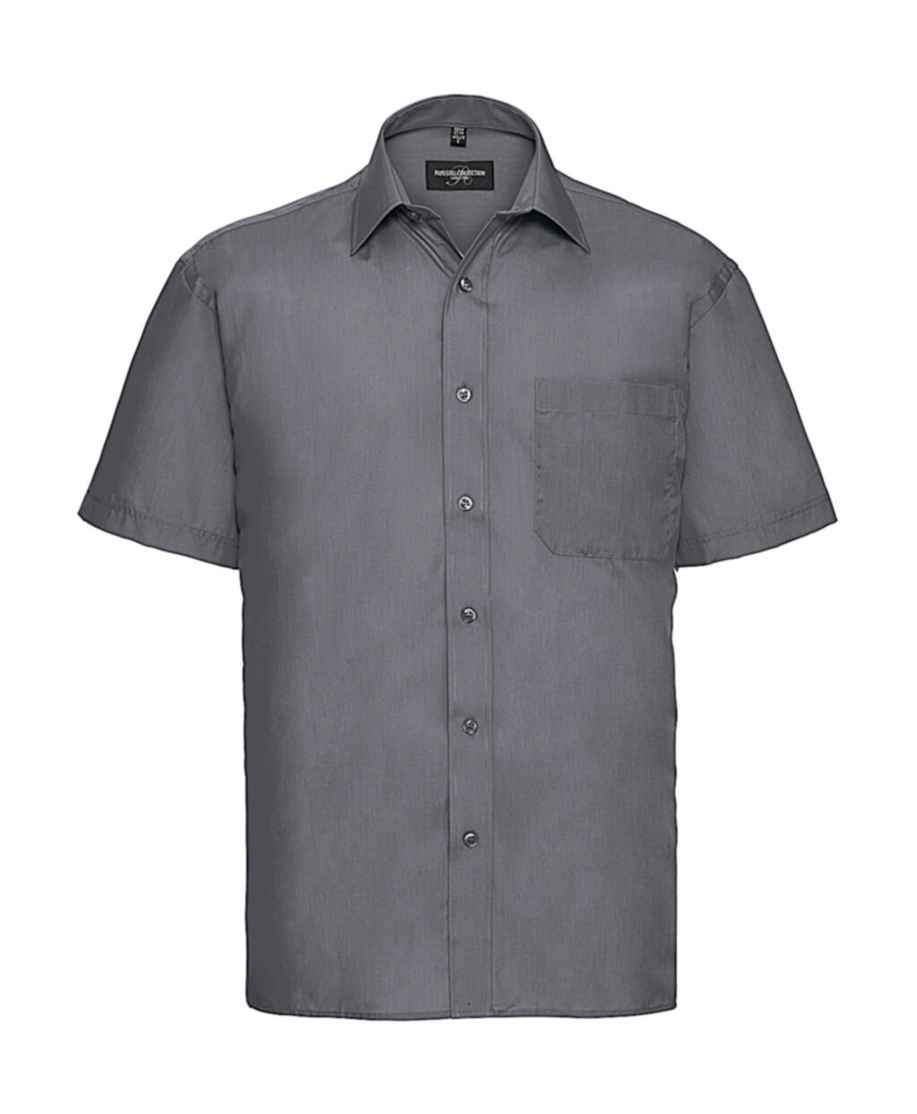 Camisa masculina clássica de manga curta em algodão e poliéster. - 127 - Convoy Grey