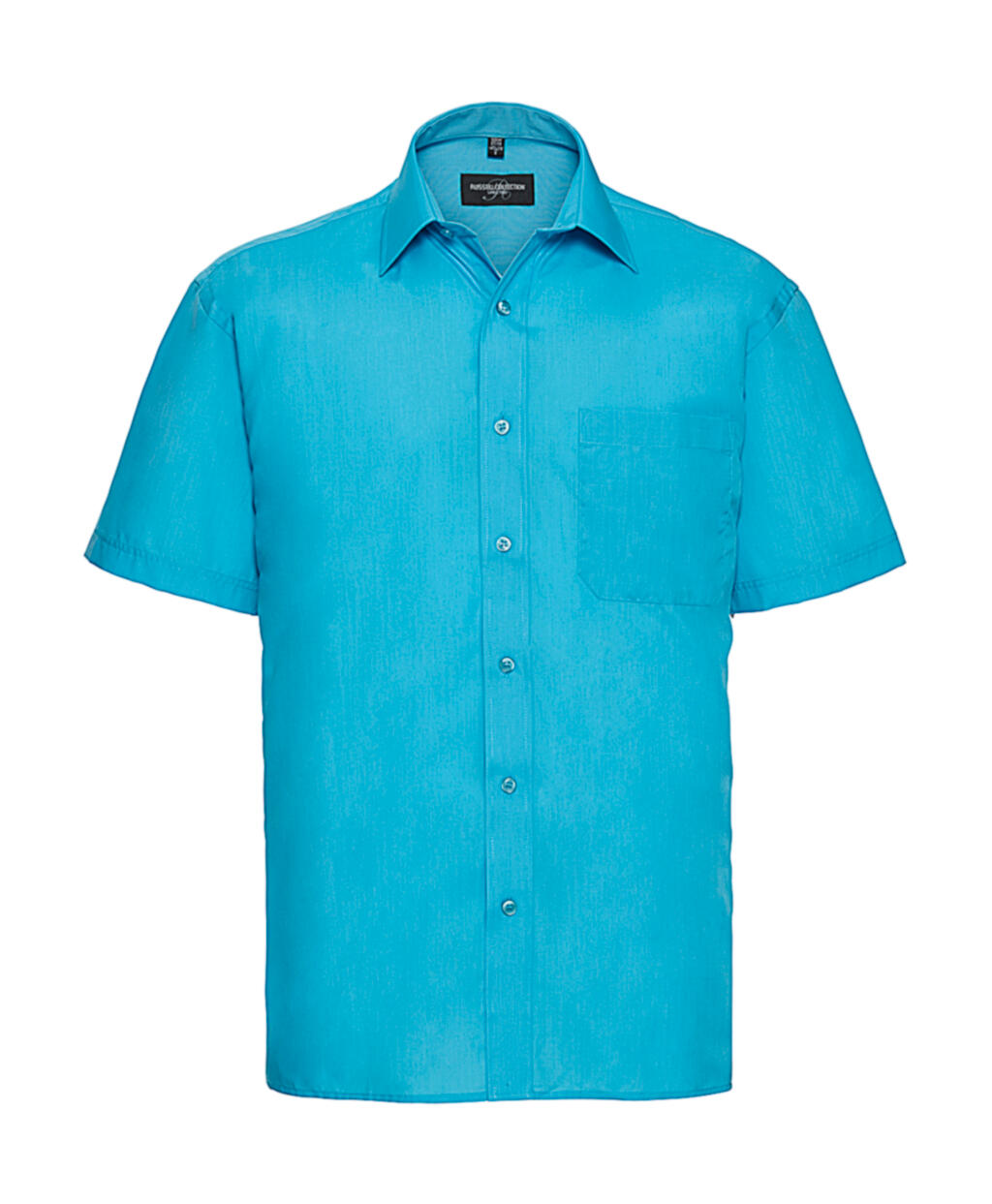Camisa masculina clássica de manga curta em algodão e poliéster. - 536 - Turquesa