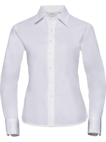 Camisa feminina clássica de sarja de manga comprida - 30 - Branco