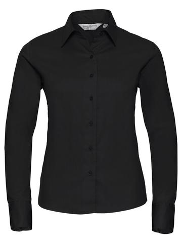 Camisa feminina clássica de sarja de manga comprida - 36 - Preto