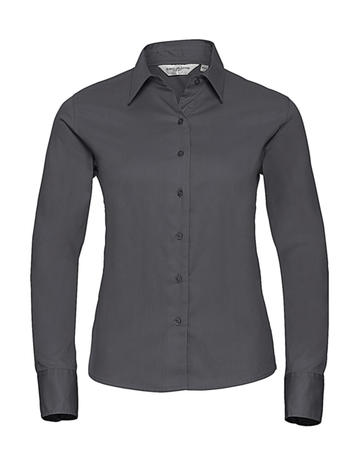 Camisa feminina clássica de sarja de manga comprida - XW - Zinco