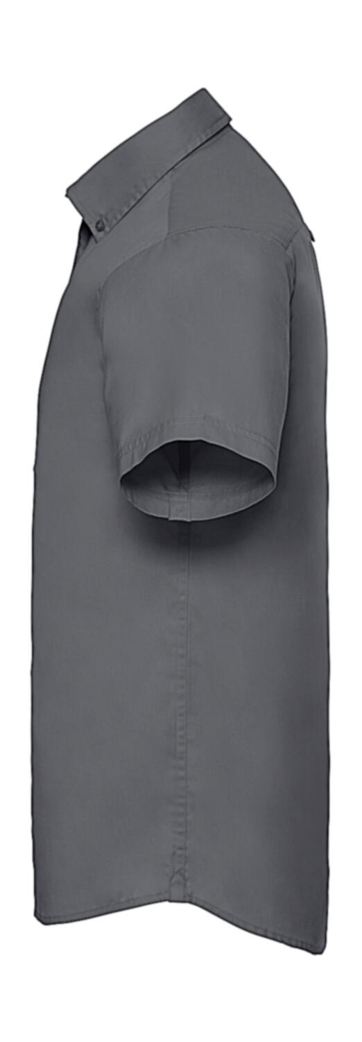 Camisa masculina clássica de sarja de manga curta