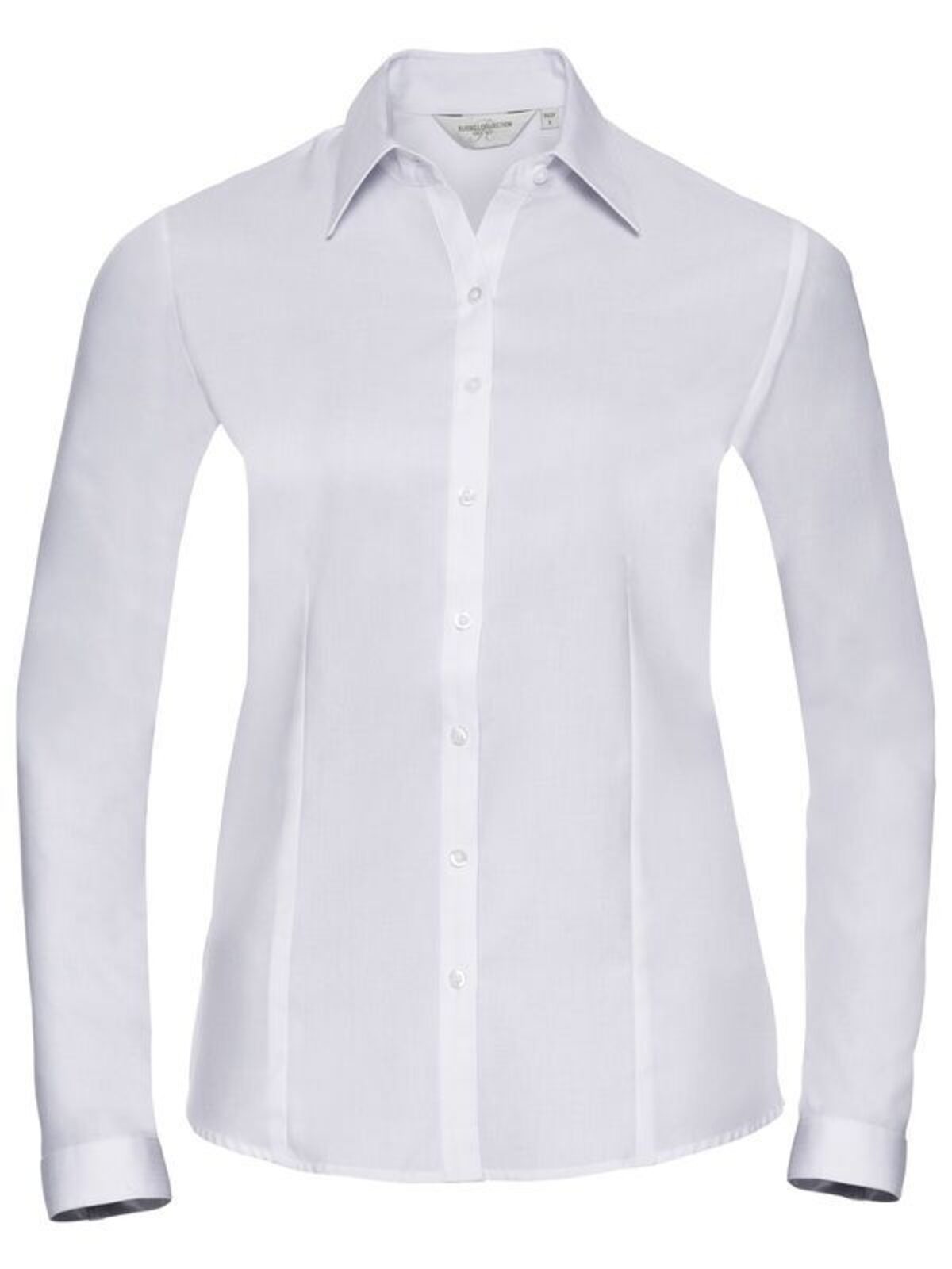 Camisa feminina de manga comprida com estampa espinha de peixe. - 30 - Branco