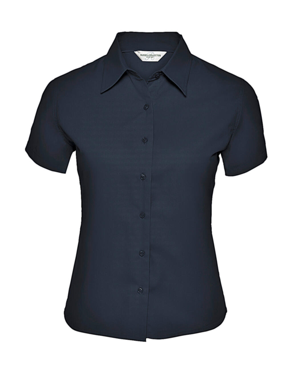 Camisa feminina clássica de sarja com manga curta - 201 - Marinha Francesa