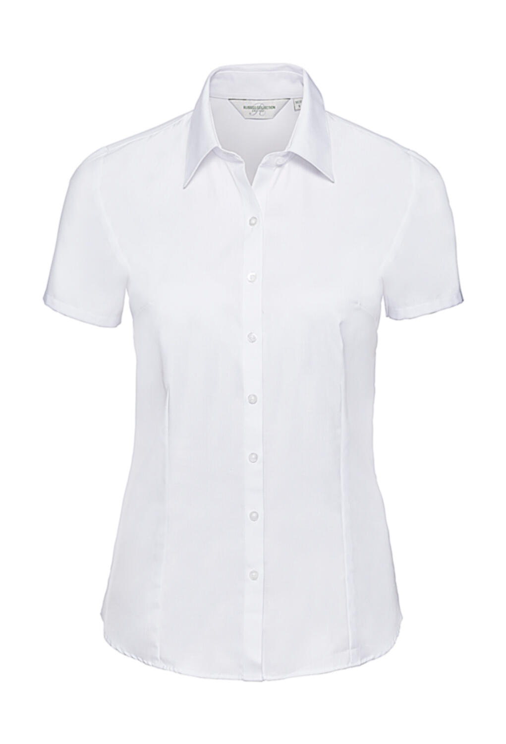 Camisa feminina de manga curta com estampa espinha de peixe. - 000 - Branco